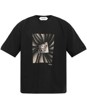 Versace Bedruikt Katoen-Jersey T-Shirt Regular Fit - Zwart