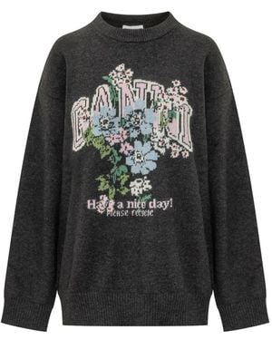 Ganni Round-Neck Knitwear - Noir