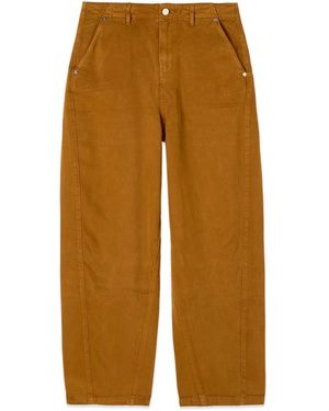 Oltre Broeken ,Bruin ,Satijn Cropped Tencel Satijnen Broek