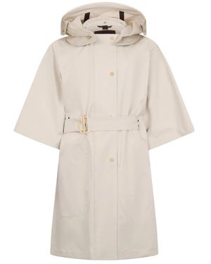 Moorer Lange Trenchcoat Met Capuchon - Naturel