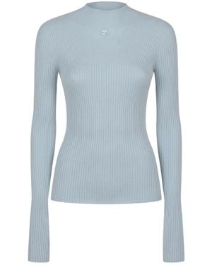 Courreges Round-Neck Knitwear - Blue