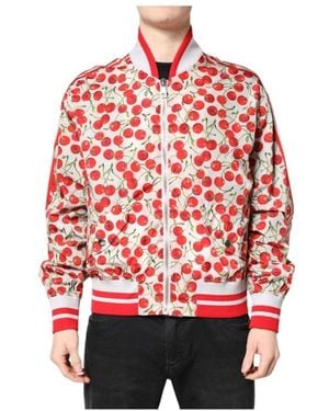 Dolce & Gabbana Kirschendruck Zip Bomberjacke Logo - Rot