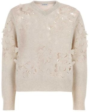 Burberry V-Neck Knitwear - White