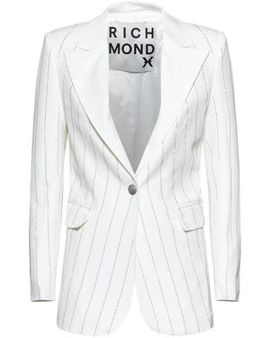 RICHMOND Einreihiger Blazer Mit Vertikalen Streifen - Weiß