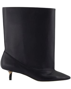 Jacquemus Schwarze Leder Stiefeletten - Blau