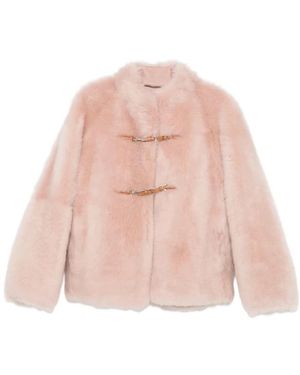 Ermanno Scervino Rosa Shearling Jacke Drop Schulter - Pink