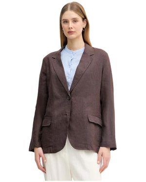 Benetton Blazer Van Puur Linnen - Bruin