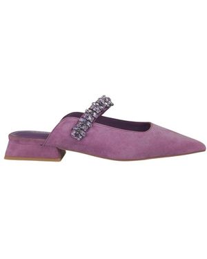 Alma En Pena. Schoenen ,Paars ,Leer Hak Schoen Strass Band