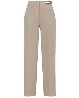 SIMONA CORSELLINI Broeken ,Grijs ,Polyester Rechte Broek Met Kettingriem