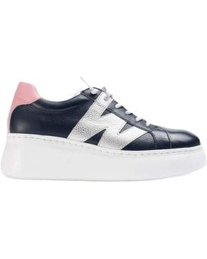 Wonders Blauwe Leren Sneaker