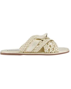 Gibaldi Schoenen ,Geel ,Gevlochten Metallic Slipper - Naturel
