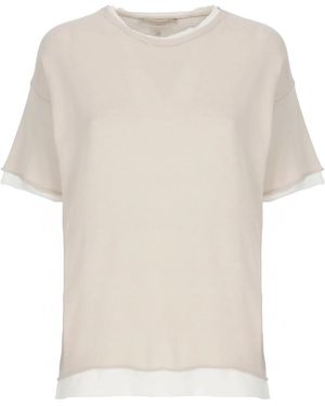 Antonelli Beiges Baumwoll-T-Shirt Mit Rundhalsausschnitt - Natur