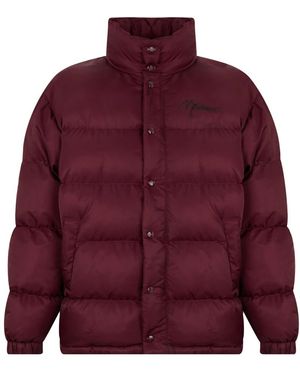 Moschino Jassen ,Rood ,Leer Donsjack Met Geborduurd Logo - Paars