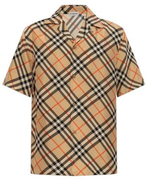 Burberry Short Sleeved Check Cotton Shirt - Brown