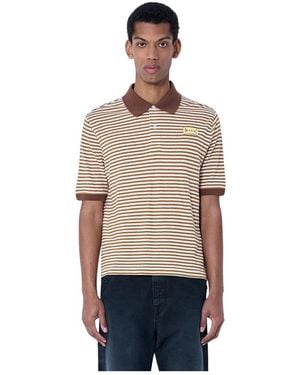 Marni Tops ,Bruin ,Gestreepte Polo Shirt - Naturel