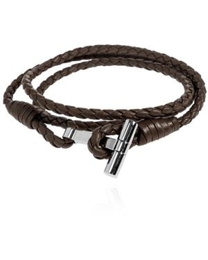 Tom Ford Geflochtenes Leder T-Armband - Schwarz