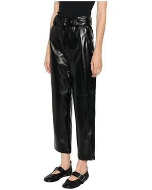 Twinset Broeken ,Zwart ,Leer Cropped Broeken
