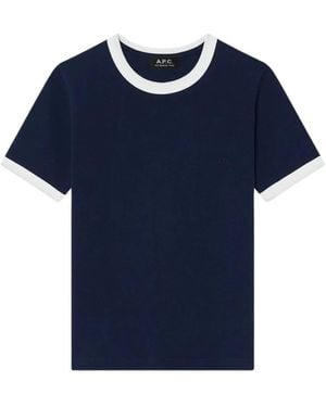 A.P.C. Ringer Crop T-Shirt - Blauw