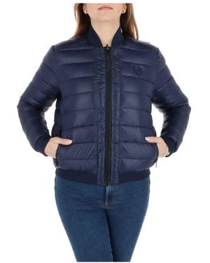 Love Moschino Blaue bedruckte reißverschlussjacke herbst/winter