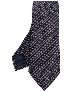 Ferragamo Crema Zijde Stropdas - Blauw