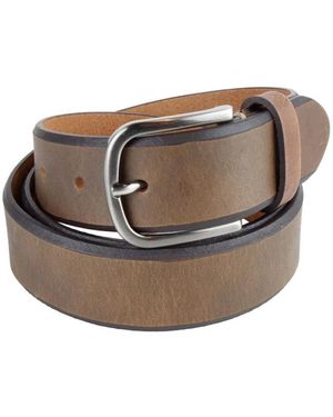 La Martina Elegante Donkerbruine Leren Riem - Metallic