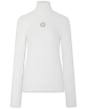 Rabanne Truien & Vesten ,Wit ,Witte Turtle-Neck Gebreide Top