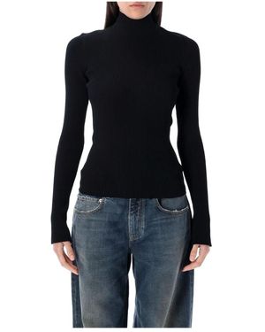 Balenciaga Lace-Up Fitted Turtleneck Top Jumper - Blue
