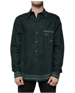 Dolce & Gabbana Overhemden ,Groen ,Katoen Martini Poplin Shirt