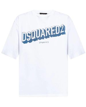 DSquared² Weißes Logo-Print T-Shirt Mit Kurzen Ärmeln