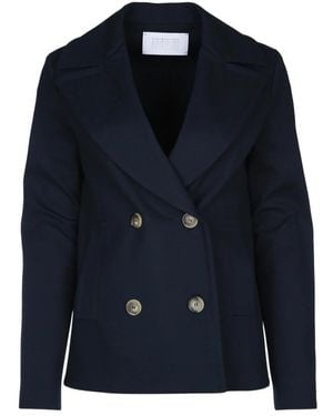 Harris Wharf London Double-Breasted Coats - Blue