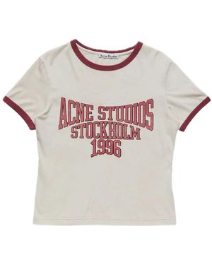 Acne Studios Tops ,Wit ,Katoen Graphic T-Shirt - Grijs