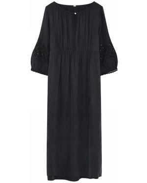 GUSTAV Schwarzes Langes Kleid Mit Bestickten Details