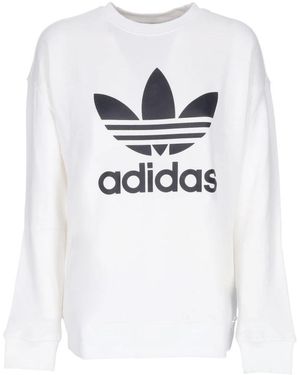 adidas Fitness ,Wit ,Katoen Crewneck Sweatshirt Met Trefoil-Logo