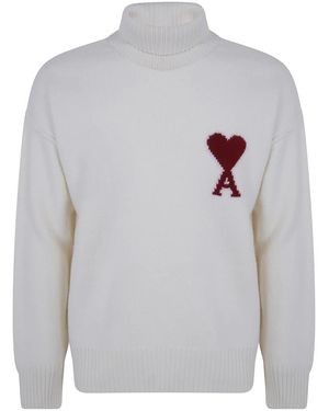Ami Paris Quota De Coeur Funnel Neck Trui - Grijs