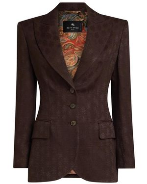 Etro Jassen ,Bruin ,Leer Jasje Met Klepzakken
