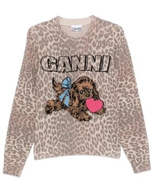 Ganni Round-Neck Knitwear - Gris