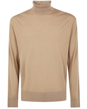 Laneus Rollkragen Strickpullover Herren - Natur