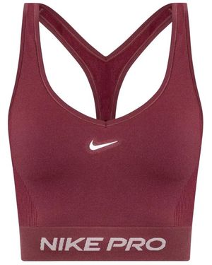 Nike Fitness ,Rood ,Polyester Pro Seamless Dri-Fit Tanktop