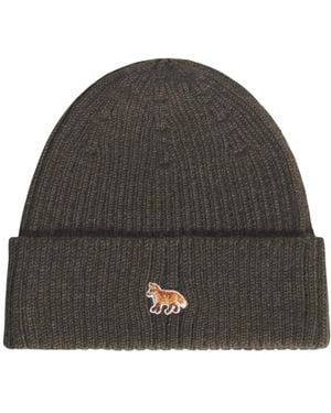 Maison Kitsuné Accessoires ,Groen ,Wol Baby Fox Muts - Grijs
