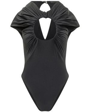 Marine Serre Moon Gathered One Piece Swimwear - Schwarz