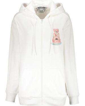 Moschino Baumwoll Zip Hoodie Mit Taschen - Weiß