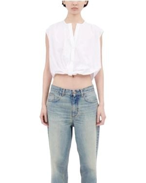 ODEEH Overhemden ,Wit ,Katoen Blouse - Blauw