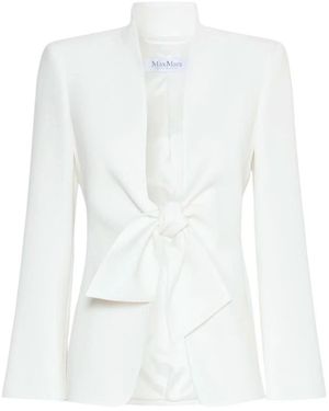 Max Mara Jassen ,Wit ,Leer Cady Jas Met Ceintuurdetail