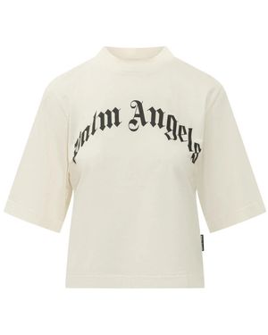 Palm Angels Curved Logo Boxy Tee - Wit
