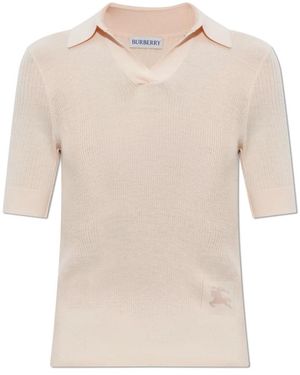 Burberry Truien & Vesten ,Roze ,Leer Rain Cashmere Polo - Naturel