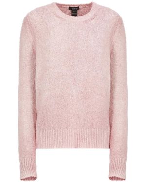 Avant Toi Maglione rosa in cotone collo rotondo maniche lunghe