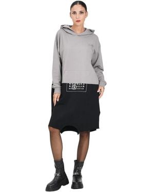 Maison Margiela Kleedjes ,Zwart ,Tweed Maxi Sweatshirt Jurk - Grijs