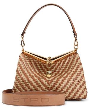 Etro Medium Woven Vela Bag - Braun
