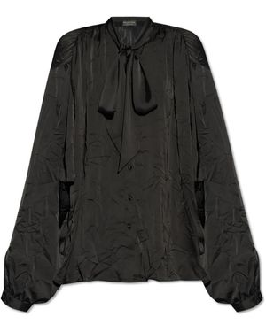 Balenciaga Overhemden ,Zwart ,Polyester Overhemd Met Stropdassen