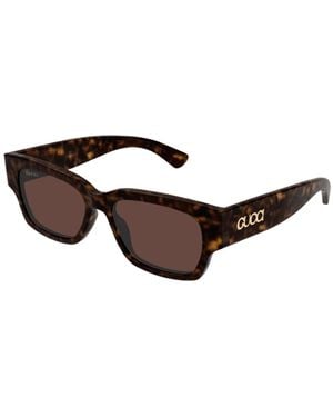 Gucci Chromatische Doppelschicht Rechteckige Sonnenbrille - Braun